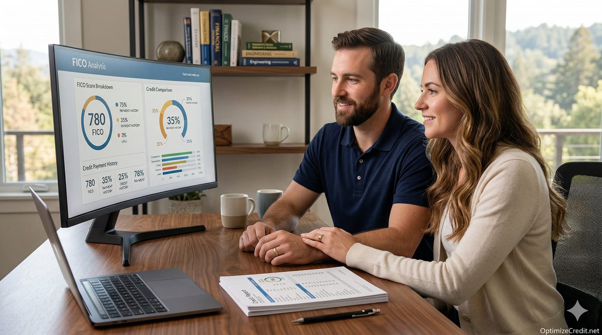 Couple managing joint FICO scores, 3D render infographic - Free Credit Stock Photo