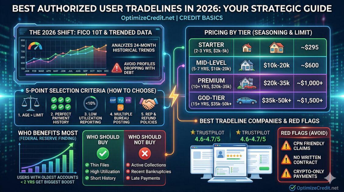 Best Tradelines 2026: Top Companies and Pricing infographic — OptimizeCredit.net