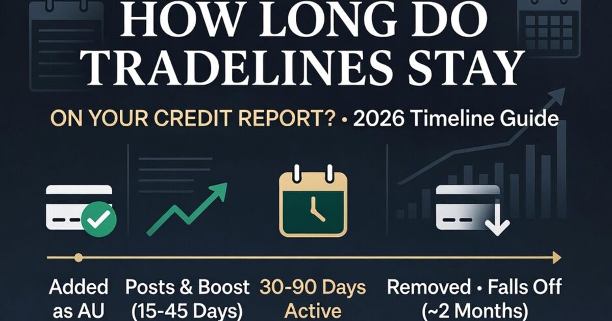 Timeline showing how long tradelines stay on a credit report after removal