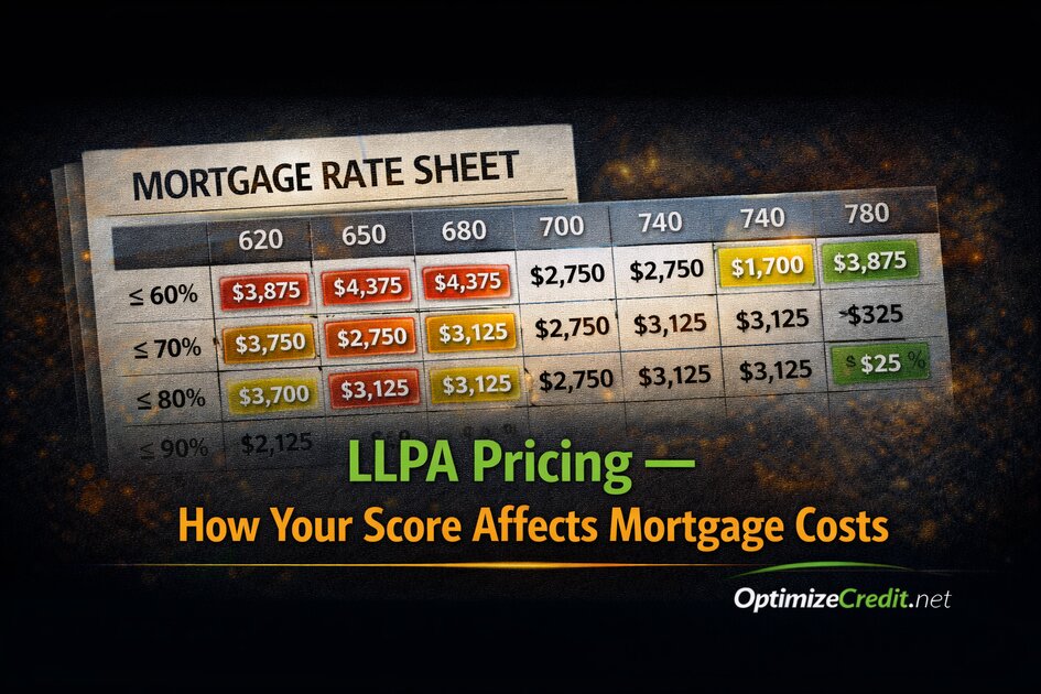 Table showing loan-level price adjustment tiers based on credit score ranges