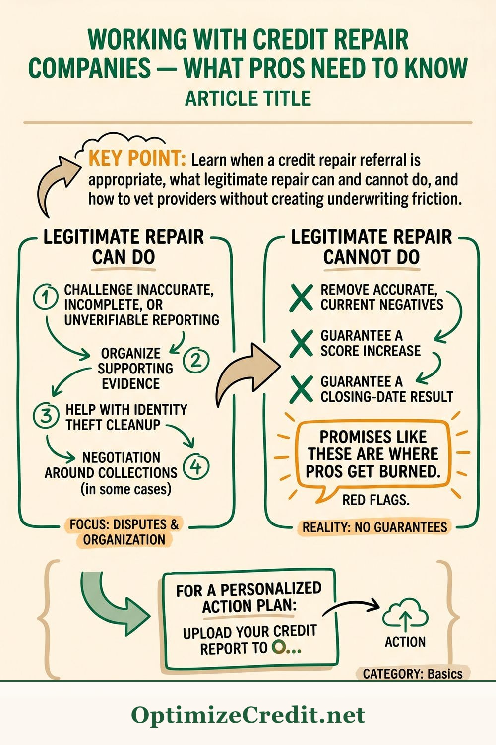 Working With Credit Repair Companies — What Pros Need to Know infographic — OptimizeCredit.net