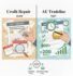 Side-by-side infographic comparing credit repair (slow, 0–90 days) vs authorized user tradelines (fast, days to weeks) for building credit.